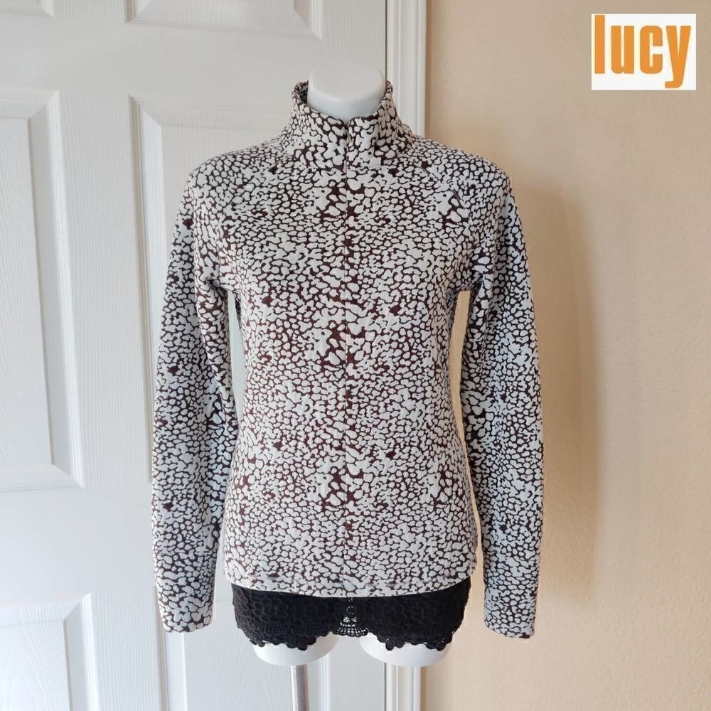 Lucy textured 1/2 zip animal print athletic top M